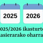 2025/2026 ikasturte hasierako oharrak