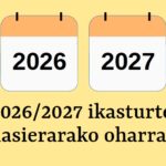 2026/2027 ikasturte hasierako oharrak