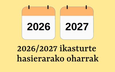 2026/2027 ikasturte hasierako oharrak